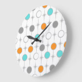 レトロドットとスターバストアクリル壁時計 ラージ壁時計 (傾斜)