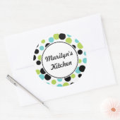 レトロドットキッチンステッカー ラウンドシール (封筒)