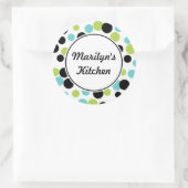 レトロドットキッチンステッカー ラウンドシール (バッグ)