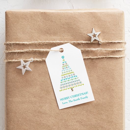 レトロドットクリスマスツリーメリークリスマス ギフトタグ