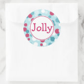 レトロドットクリスマステッカー ラウンドシール (バッグ)