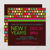 レトロドットニューイーブパーティの招待状 招待状 (正面/裏面)