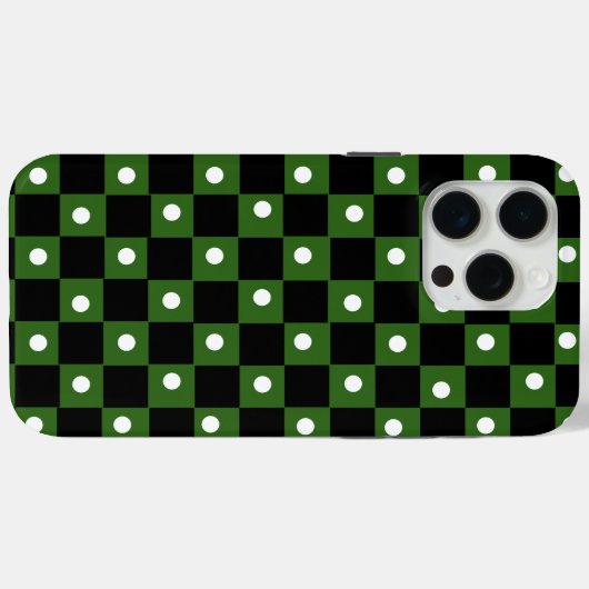 レトロドット入りブラックグリーンチェッカー柄 Case-Mate iPhoneケース (裏面 (横))