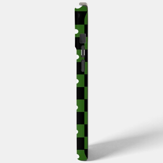 レトロドット入りブラックグリーンチェッカー柄 Case-Mate iPhoneケース (裏面 / 左)