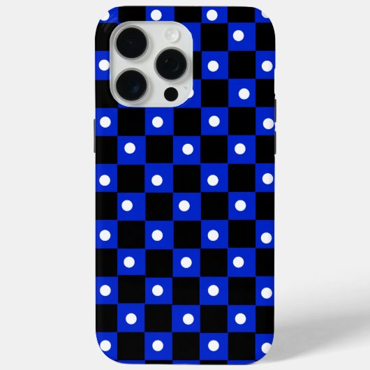 レトロドット入りブラックブルーチェッカー柄 Case-Mate iPhoneケース (裏面)