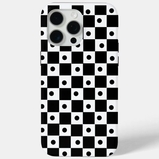 レトロドット入りブラックホワイトチェッカーボード Case-Mate iPhoneケース (裏面)