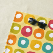 レトロドット名前をカスタムするカラフル ビーチタオル (インサイチュ)