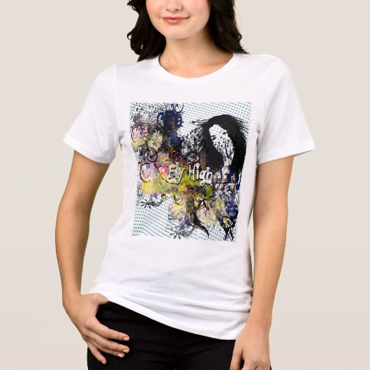 レトロドット抽象芸術フライ(高) トライブレンドTシャツ (正面)