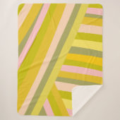 レトロドパミンデコストライプのールピンク名門私立校風のグリーン シェルパブランケット (正面)