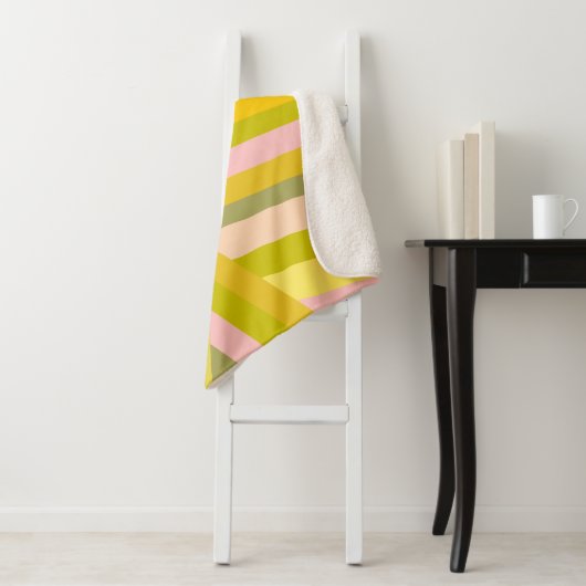 レトロドパミンデコストライプのールピンク名門私立校風のグリーン シェルパブランケット (インサイチュ)