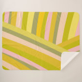 レトロドパミンデコストライプのールピンク名門私立校風のグリーン シェルパブランケット (正面(横))