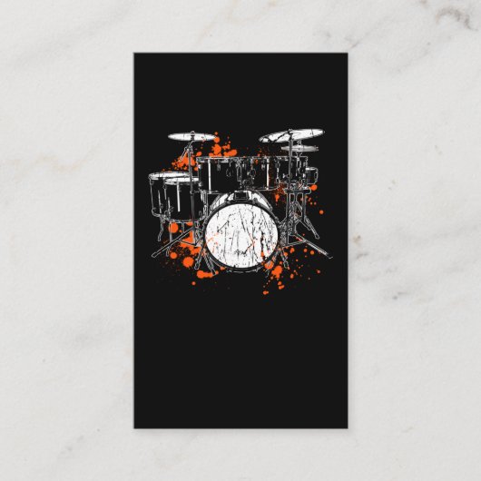 レトロドラムセットミュージックドラマー 名刺 (正面)