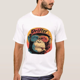 レトロドリフタモンキーストリートウェアデザイン Tシャツ