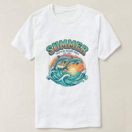 レトロドルフィンのトロピカル/ビーチサマーバケーション Tシャツ