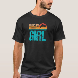 レトロドルフィンガールドルフィンアンドドルフィンプルフード付きスウェットシャツ Tシャツ