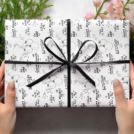 レトロドードルモダンバルーンハッピーバースデー ラッピングペーパー