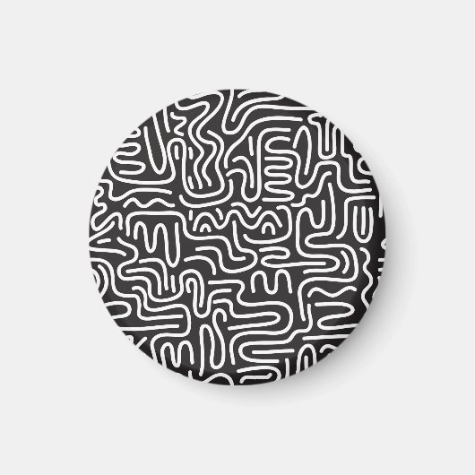 レトロドードル波線：モノクロ マグネット (正面)