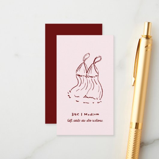 レトロドードル |ランジェリーサイズブライダルシャワー エンクロージャーカード (正面/裏面インサイチュ)