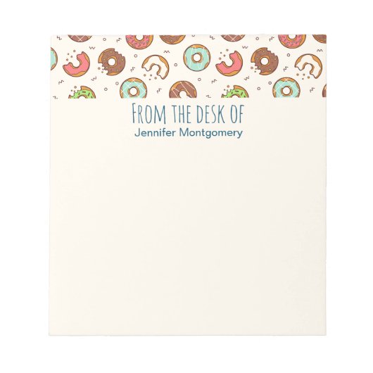 レトロドーナツパターンキュートカラフルスタイル ノートパッド (正面)