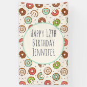 レトロドーナツ型かわいいカラフルスタイル誕生日 横断幕 (縦)