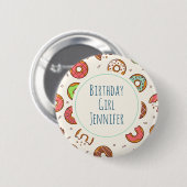 レトロドーナツ型かわいいカラフルスタイル誕生日 缶バッジ (正面&裏面)