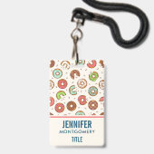 レトロドーナツ型かわいいカラフルスタイル バッジ (Back with Lanyard)