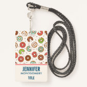 レトロドーナツ型かわいいカラフルスタイル バッジ (裏面ランヤード)