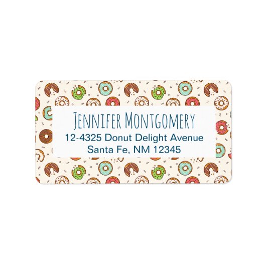 レトロドーナツ型かわいいカラフルスタイル ラベル (正面)