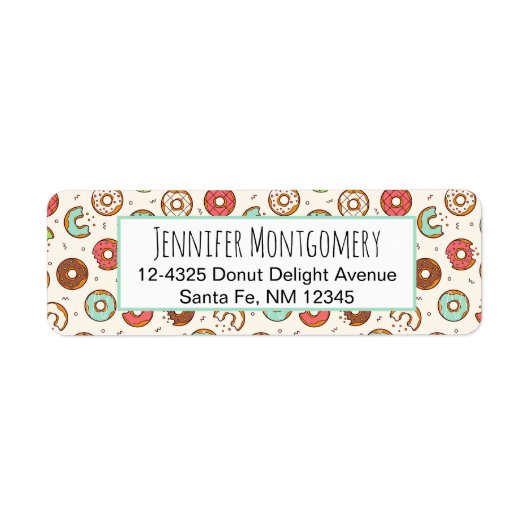 レトロドーナツ型かわいいカラフルスタイル ラベル (正面)