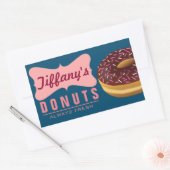 レトロドーナツ店 |ドナッツベイカー |ドーナツベーカリー 長方形シール (封筒)