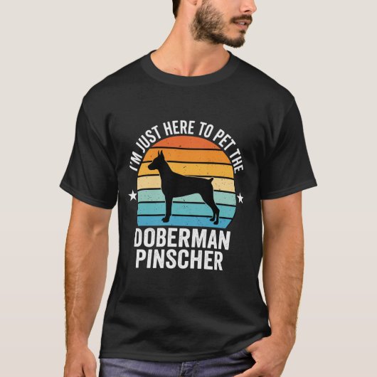 レトロドーベルマンピンシャー撫でて Tシャツ (正面)