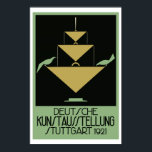 レトロナイヴアートデコ ポスター<br><div class="desc">シュトゥットガルト広告1921年のドイツ美術展の古いポスターから、ナイーブなアートと初期のアートデコをミックスした新しい作品。黒、緑、黄色。</div>