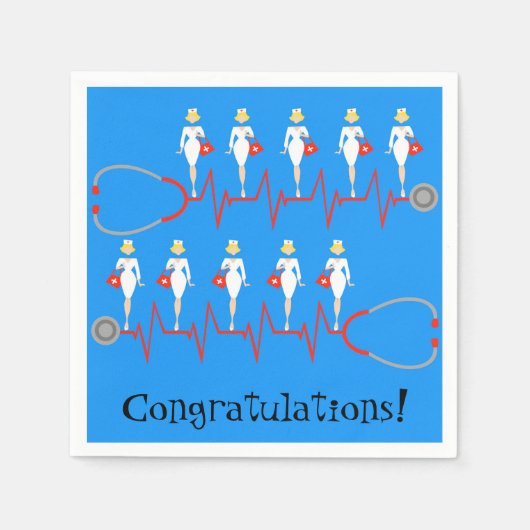 レトロナースおめでとう紙ナプキンス スタンダードカクテルナプキン (正面)