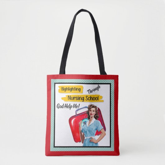 レトロナースピンナップ_看護注意事項 トートバッグ (正面)