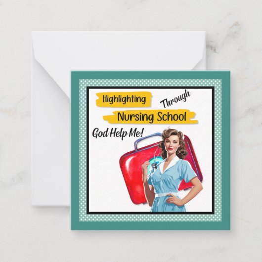 レトロナースピンナップ_看護注意事項 ノートカード (正面)