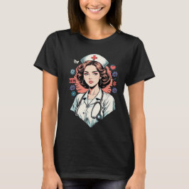 レトロナースユニフォームデザイン Tシャツ