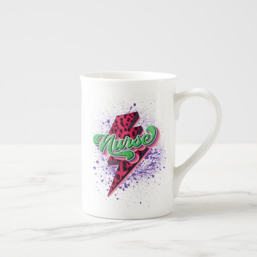 レトロナース昇華デザイン、ナースライフ ボーンチャイナマグカップ (右)