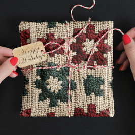 レトロニットレッドグリーンクリスマスセーター天気 ラッピングペーパー