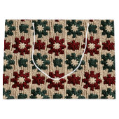 レトロニットレッドグリーンクリスマスセーター天気 ラージペーパーバッグ (正面)