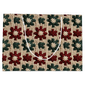 レトロニットレッドグリーンクリスマスセーター天気 ラージペーパーバッグ (裏面)