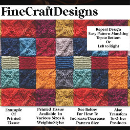 レトロニット正方形キルトパターンBP4デクページ 薄葉紙