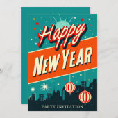 レトロニューイヤーパーティー 招待状 (正面/裏面)