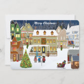 レトロニューイングランド村写真テンプレートクリスマス シーズンカード (正面)