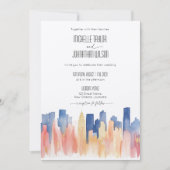 レトロニューオーリンズデスティネーションウェディングウォーターカラー 招待状 (正面)