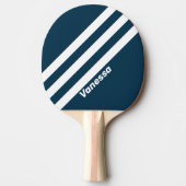 レトロネイビストライプー3名 卓球ラケット (正面)