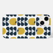 レトロネイビーとイエローの花柄 Case-Mate iPhoneケース (裏面 (横))