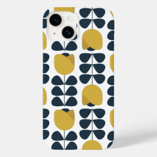 レトロネイビーと黄色の花柄 Case-Mate iPhone 14ケース