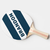 レトロネイビーはっきりした三ストライプつの名前 卓球ラケット (横)