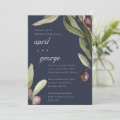 レトロネイビーオリーブリハーサルディナー招待状 サンキューカード (スタンド正面)