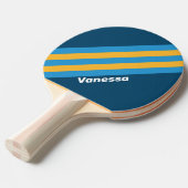 レトロネイビーストライプブルーの名前 卓球ラケット (正面アングル)